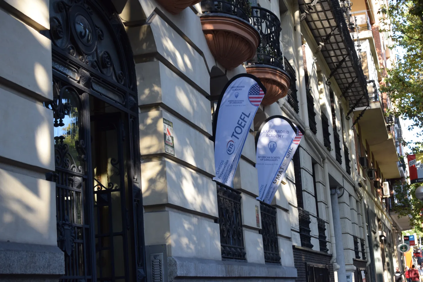 Entrance to Exam Madrid Academy on Calle Alberto Aguilera, Madrid