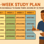 Calendario intensivo de 4 semanas para subir 10 puntos en TOEFL