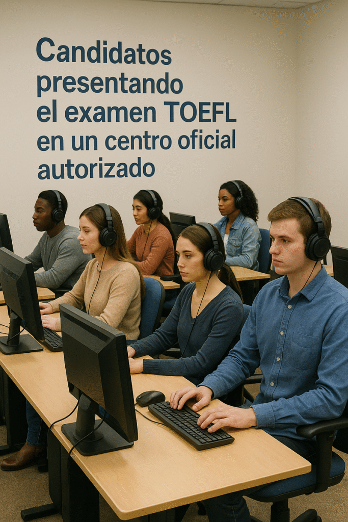 Candidatos presentando el examen TOEFL en un centro oficial autorizado