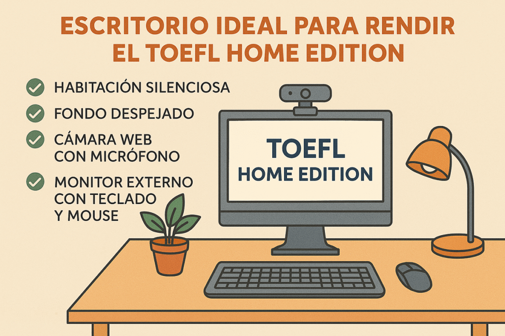 Configuración ideal del escritorio para rendir el TOEFL Home Edition desde casa