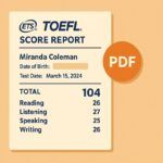 Ejemplo del informe oficial de puntuación TOEFL en formato PDF