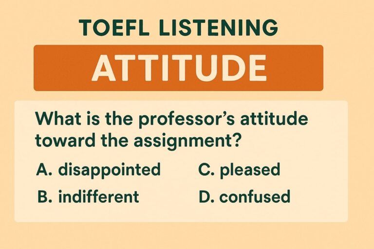 Ejemplo real de pregunta de actitud del hablante en la sección de Listening del TOEFL