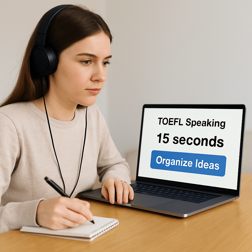 Ejercicio de microdrill para organizar ideas en 15 segundos en Speaking TOEFL