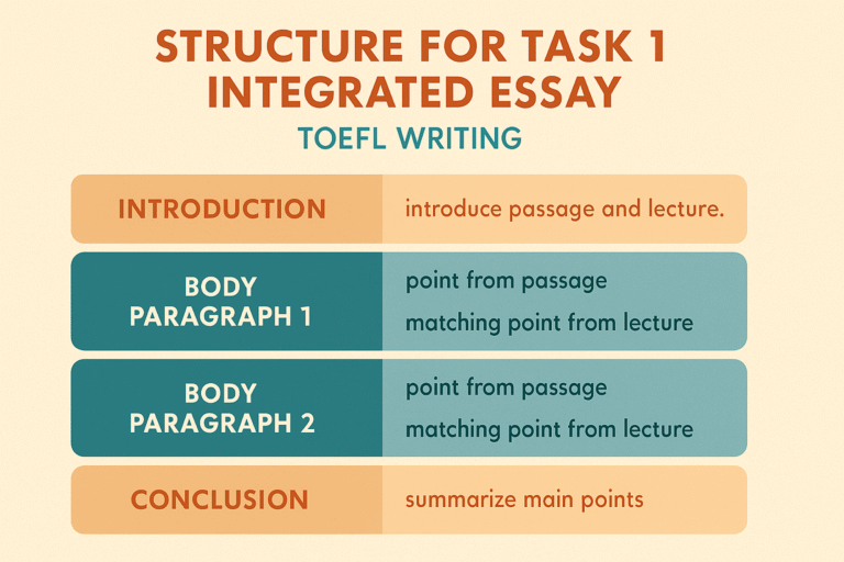 Estructura recomendada para el ensayo integrado (Task 1) del TOEFL Writing
