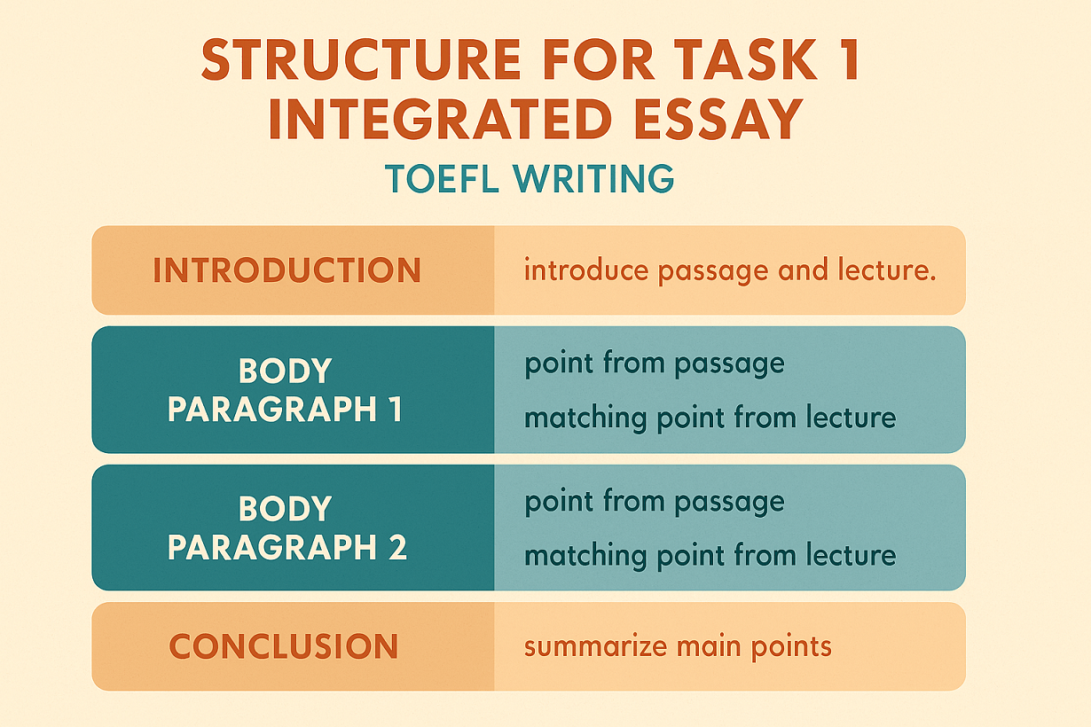Estructura recomendada para el ensayo integrado (Task 1) del TOEFL Writing