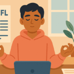 Estudiante practicando técnicas mentales para mejorar el rendimiento en el TOEFL