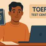 Estudiante presentando su pasaporte para acceder al examen TOEFL en un centro oficial