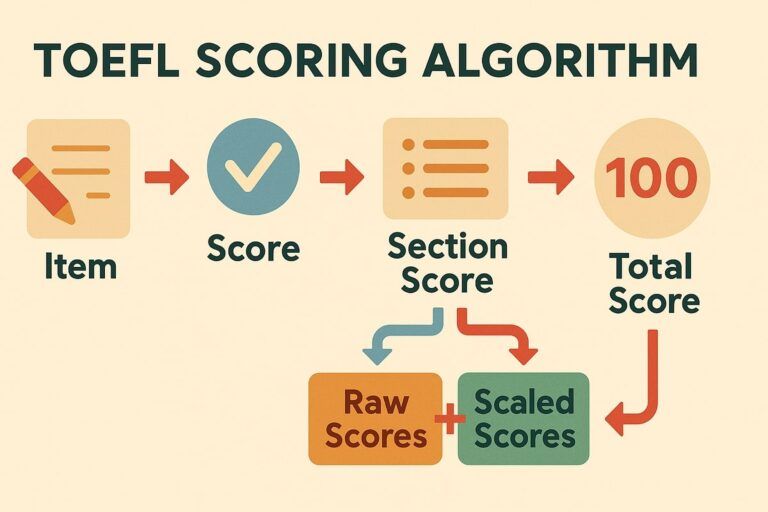 Gráfico explicando cómo funciona el algoritmo de puntuación del TOEFL