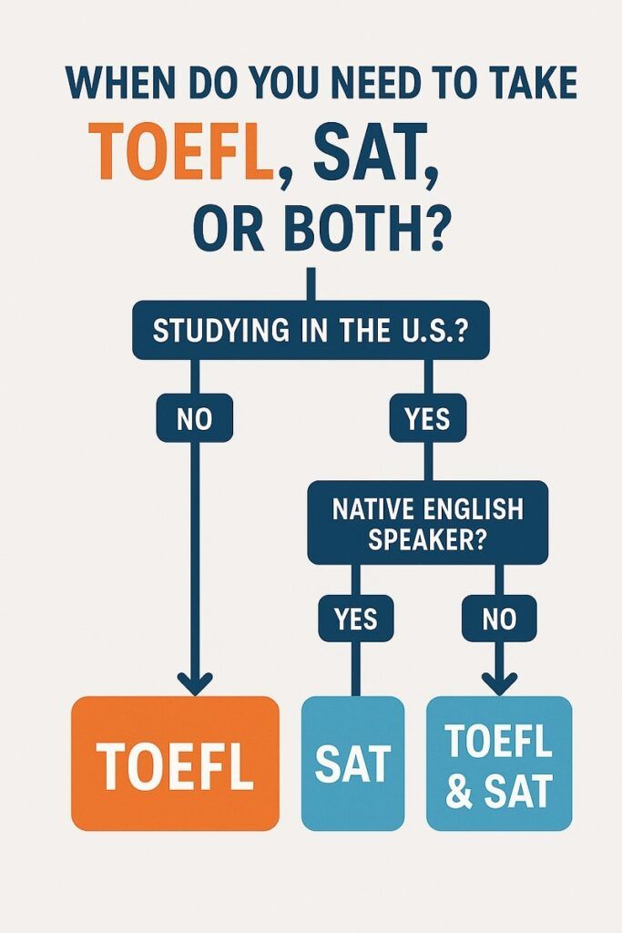 Guía visual sobre cuándo presentar TOEFL, SAT o ambos para estudiar en EE. UU