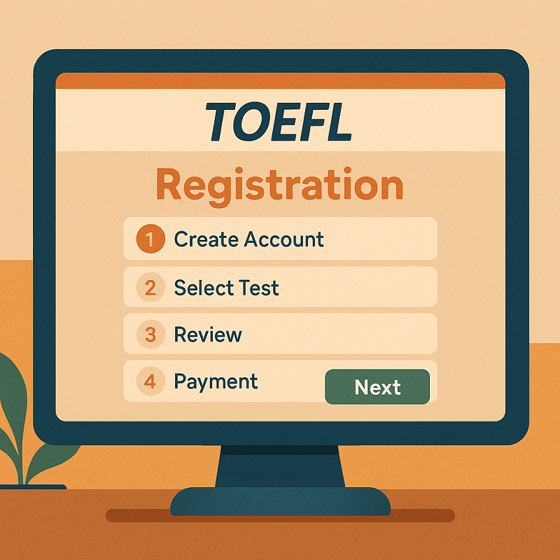 Proceso de registro en línea para el examen TOEFL paso a paso