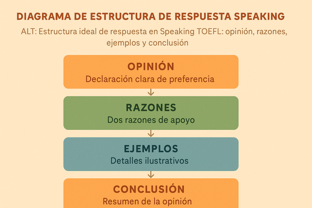 Estructura ideal de respuesta en Speaking TOEFL- opinión, razones, ejemplos y conclusión